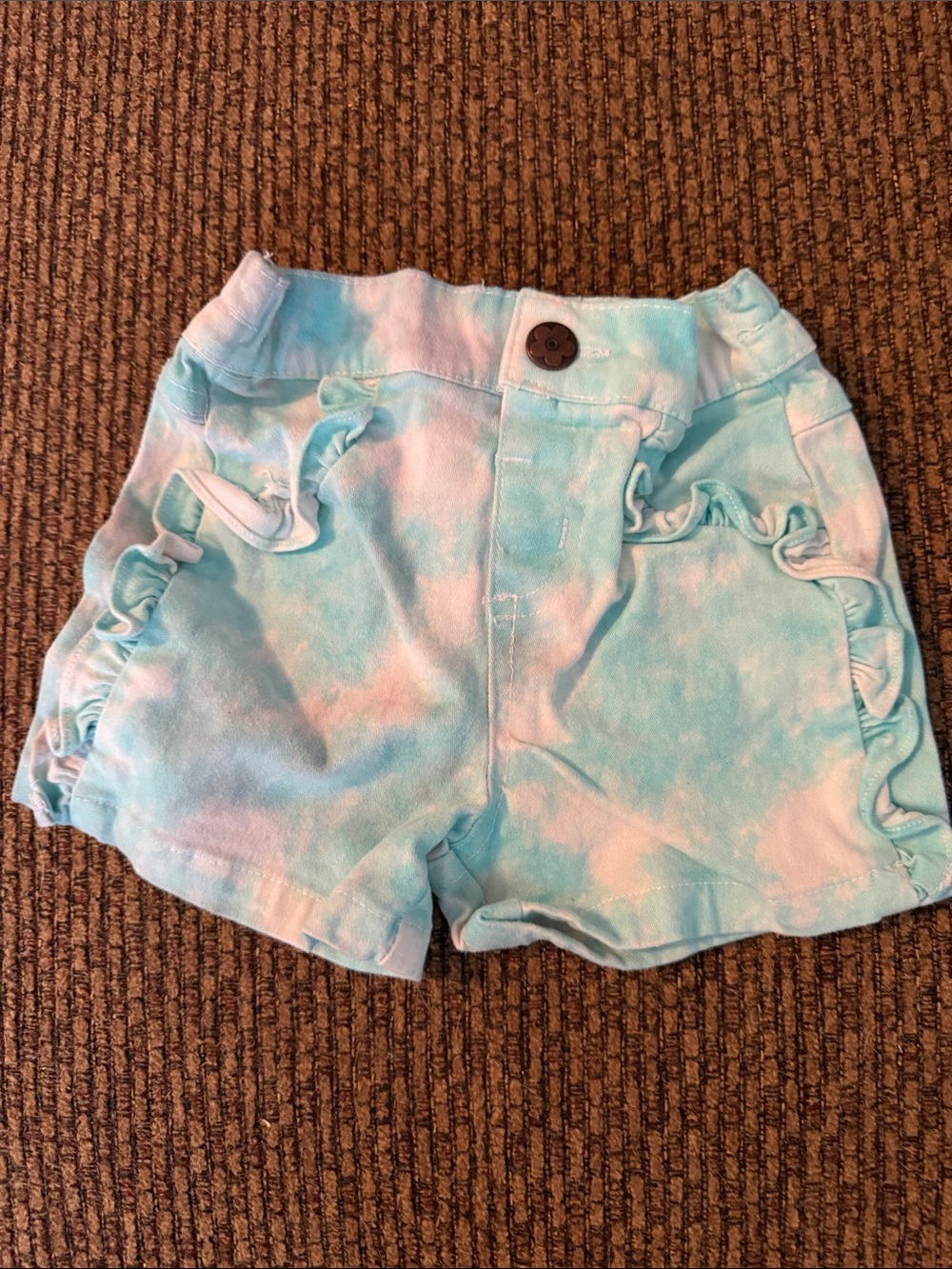 Garanimals Aqua & White Tie-Dye Ruffle Shorts